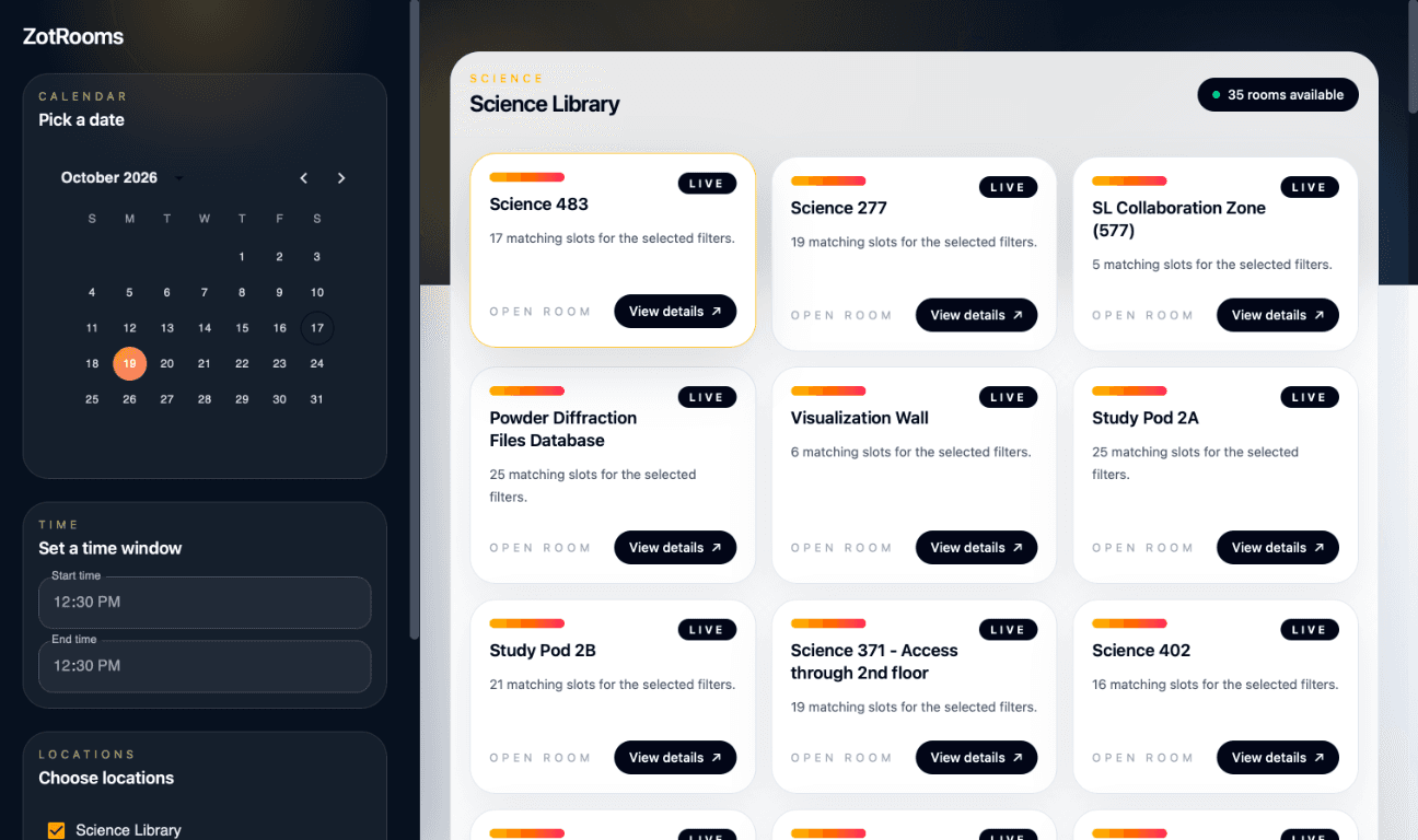 Study room booking interface illustration